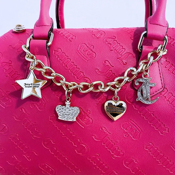 Juicy Couture Pink Flash Gothic Logo Not Your Babe Satchel Bag Purse New - Picture 6 of 9